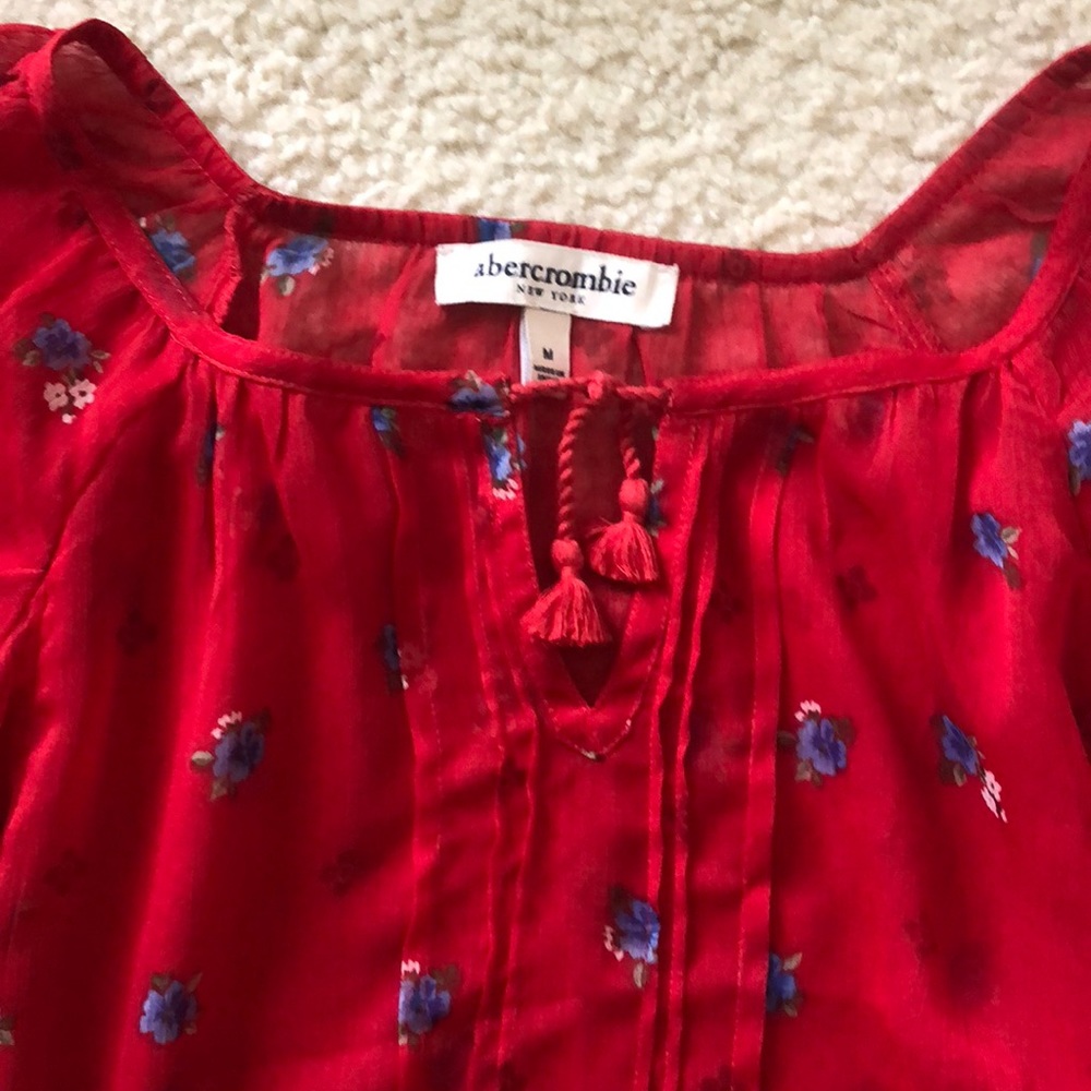 Red sheer Abercrombie kids floral top
